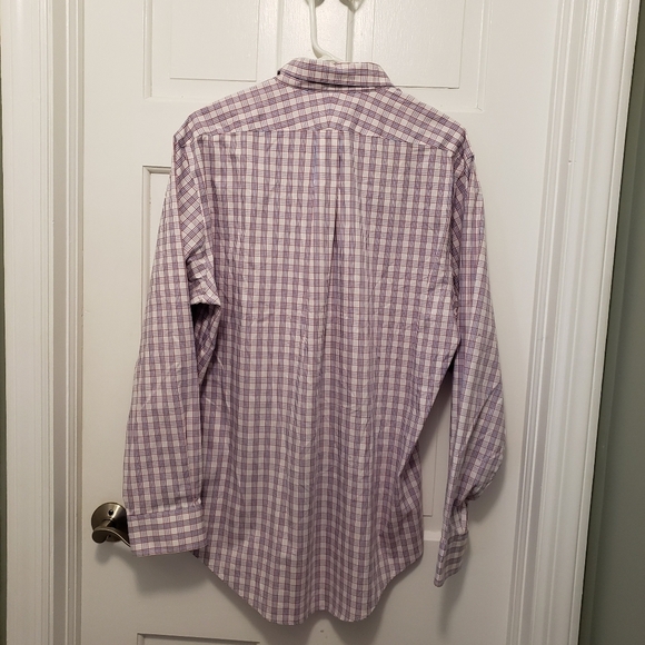 Lands' End Red/White/Blue Plaid Button Up Shirt Traditional Fit Size Large 16 - Picture 3 of 6